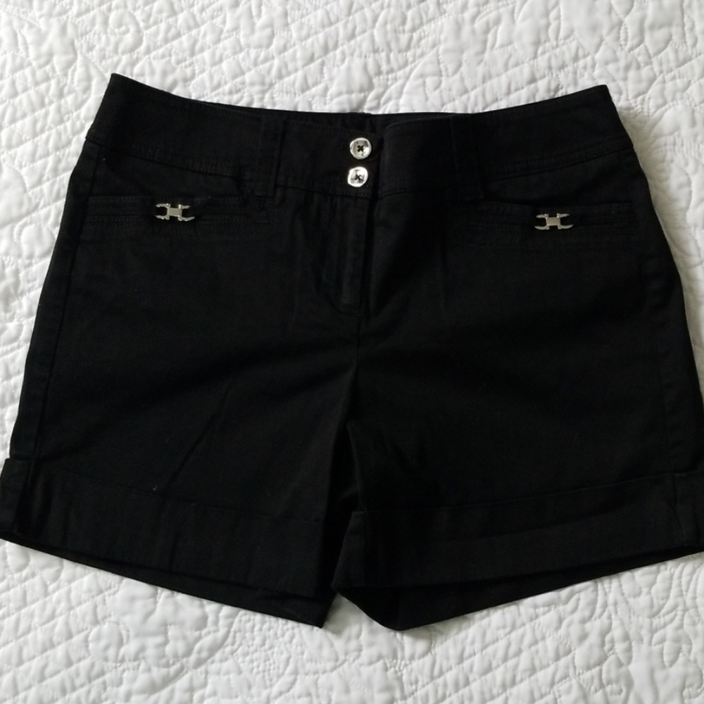 White House Black Market Black Fold-Cuff Dress Shorts